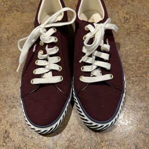 Keds Maroon Canvas Shoes with White Accents